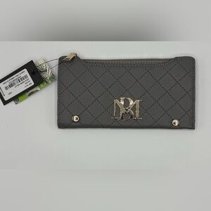 New Badgley Mischka Grey Quilted Card Wallet